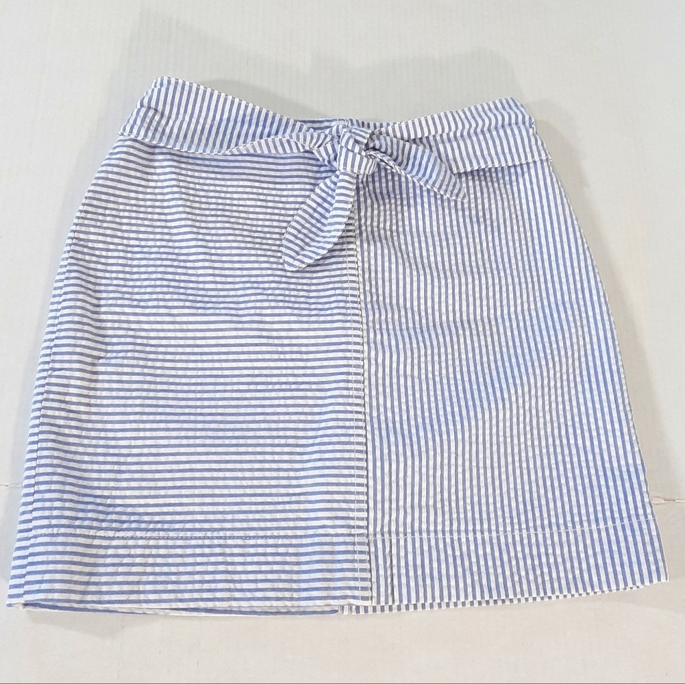 Vineyard Vines Seersucker Tie Waist Mini Skirt